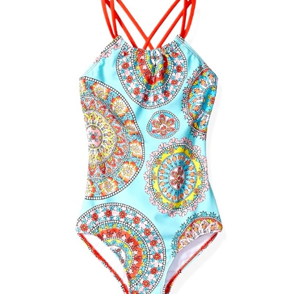 Kanu Surf Big Girls' Jasmine One Piece, Jasmine Aqua, Size 14 9156